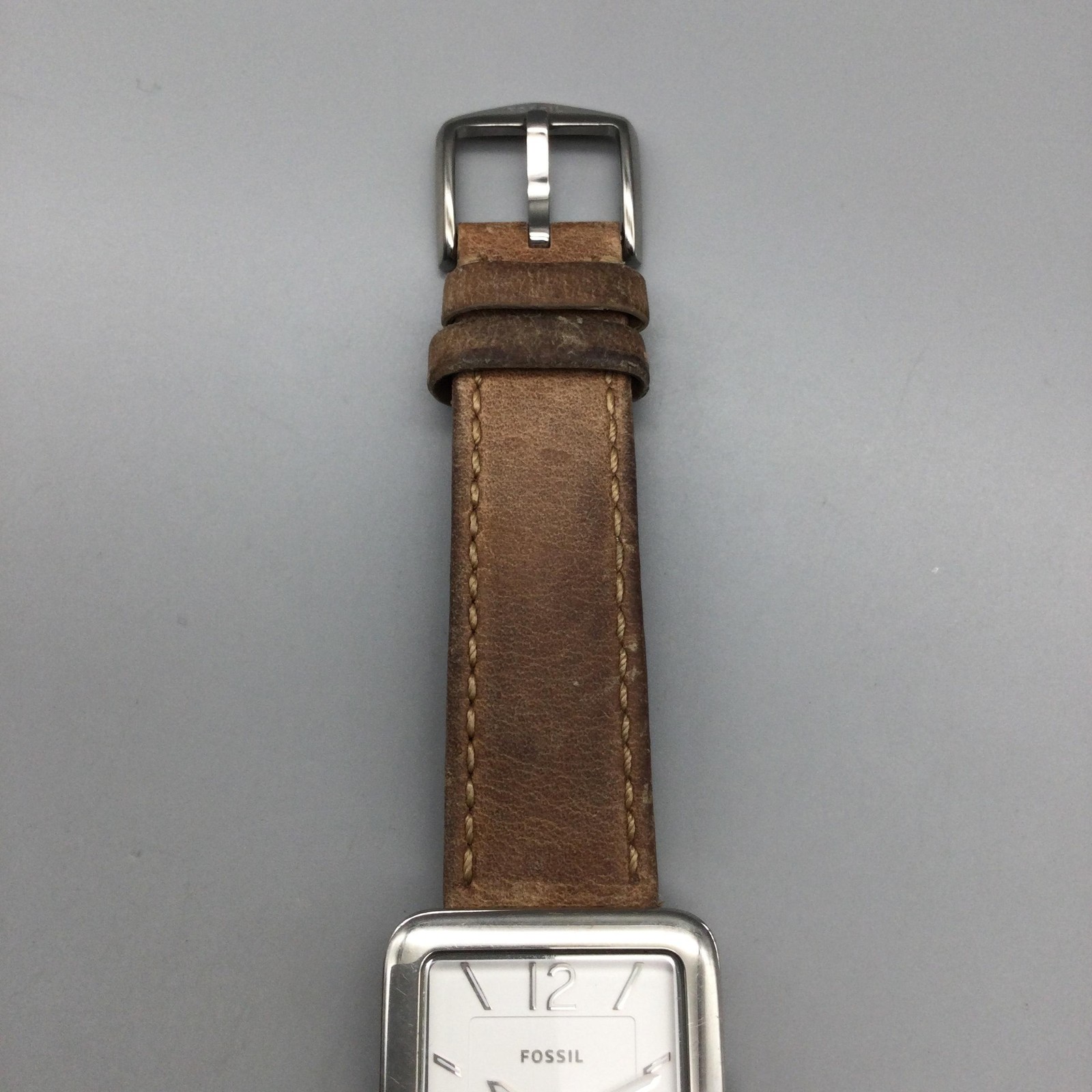 Fossil ES4243 Womens Watch 28mm Silver Tone Brown Leather Band New Battery