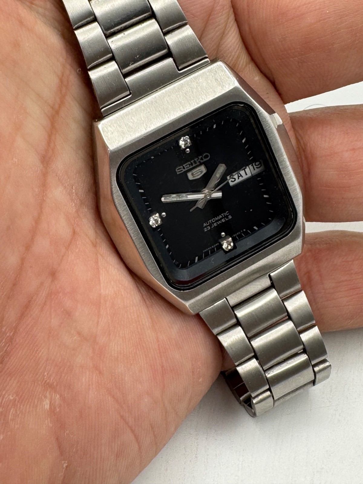seiko 5 automatic 6349-501A black square for mans