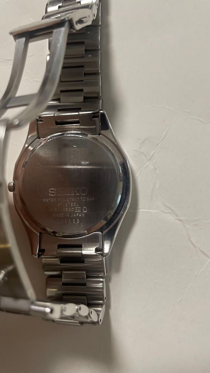 SEIKO Solar Wristwatch Black Dial Silver Men s Excellent Condition