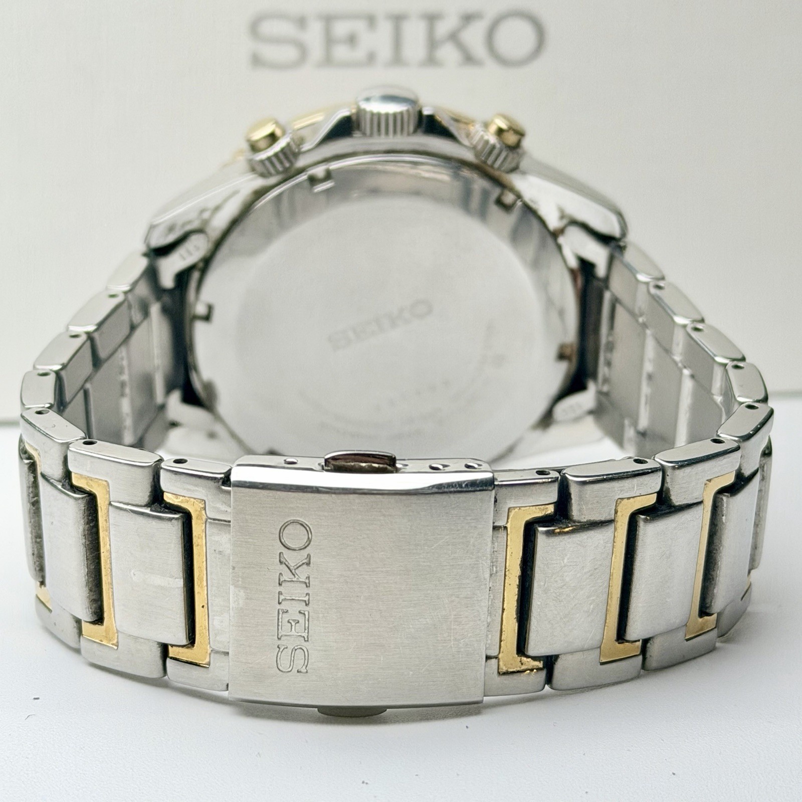 Seiko SSC446 Core Solar Chronograph TwoTone Stainless Steel 44mm Mens Wa G2U