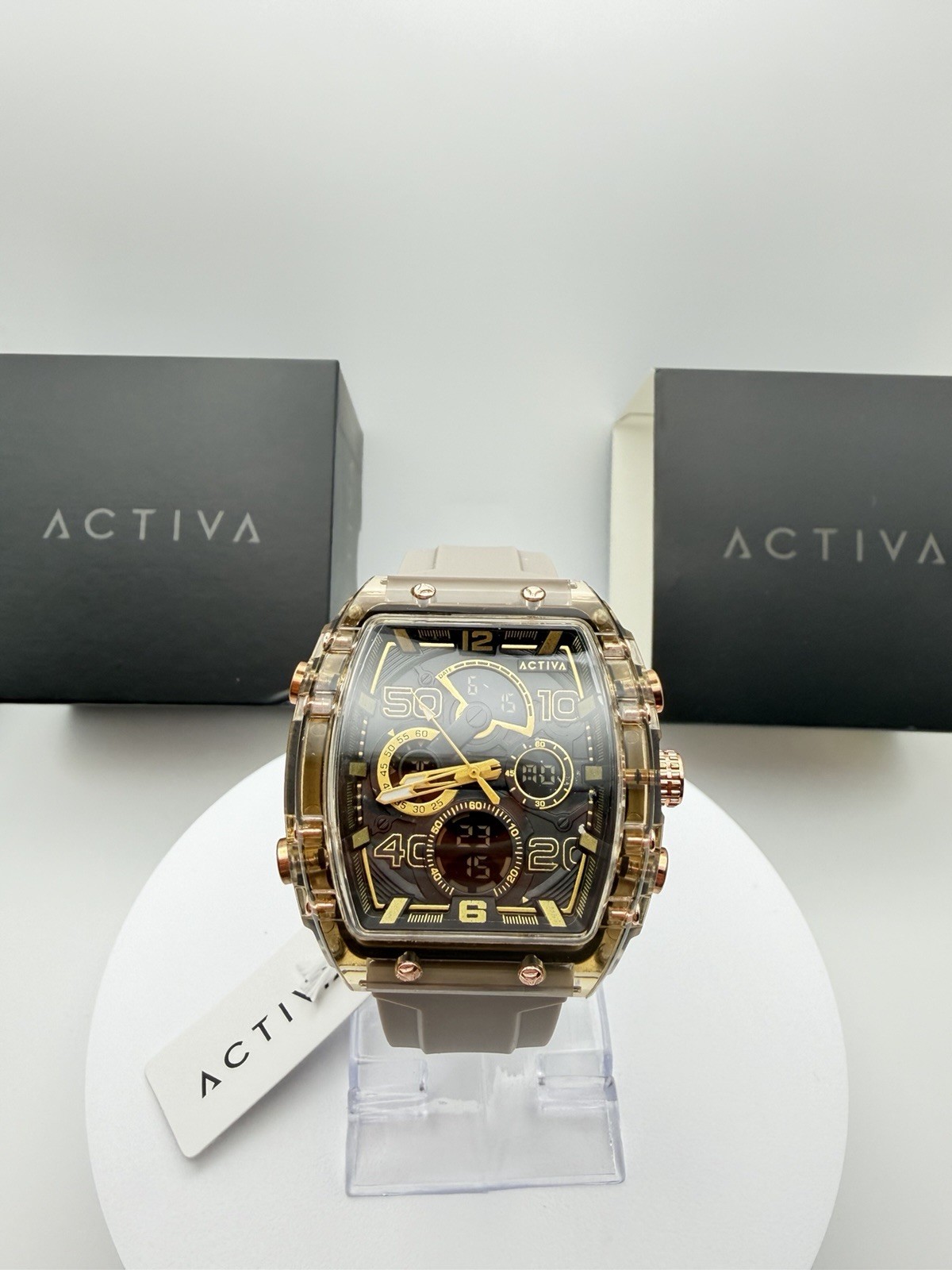 ACW8109-007- Activa X Invicta 45mm Men’s Digital Watch – Apricot & Brown .