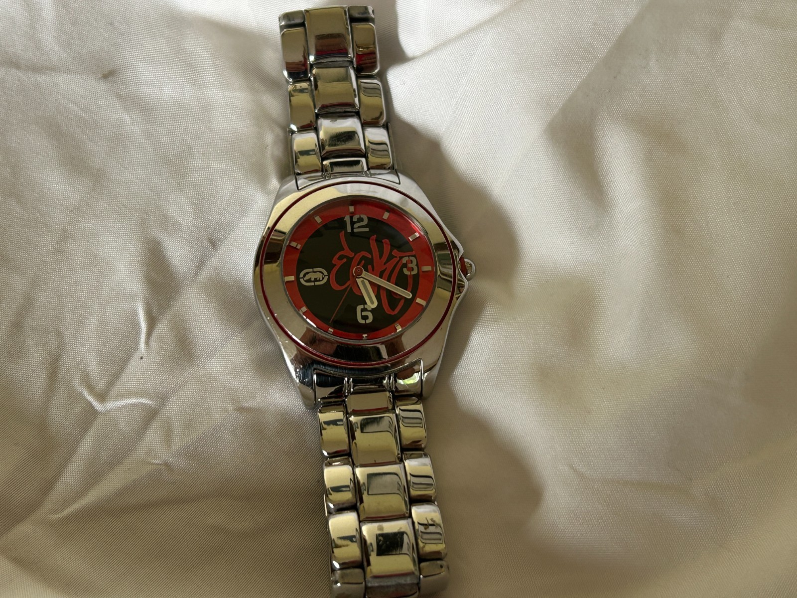 NICE Marc Ecko Chronicles 829-1972 Mirror/Black Red Dial/SS Push button Latch