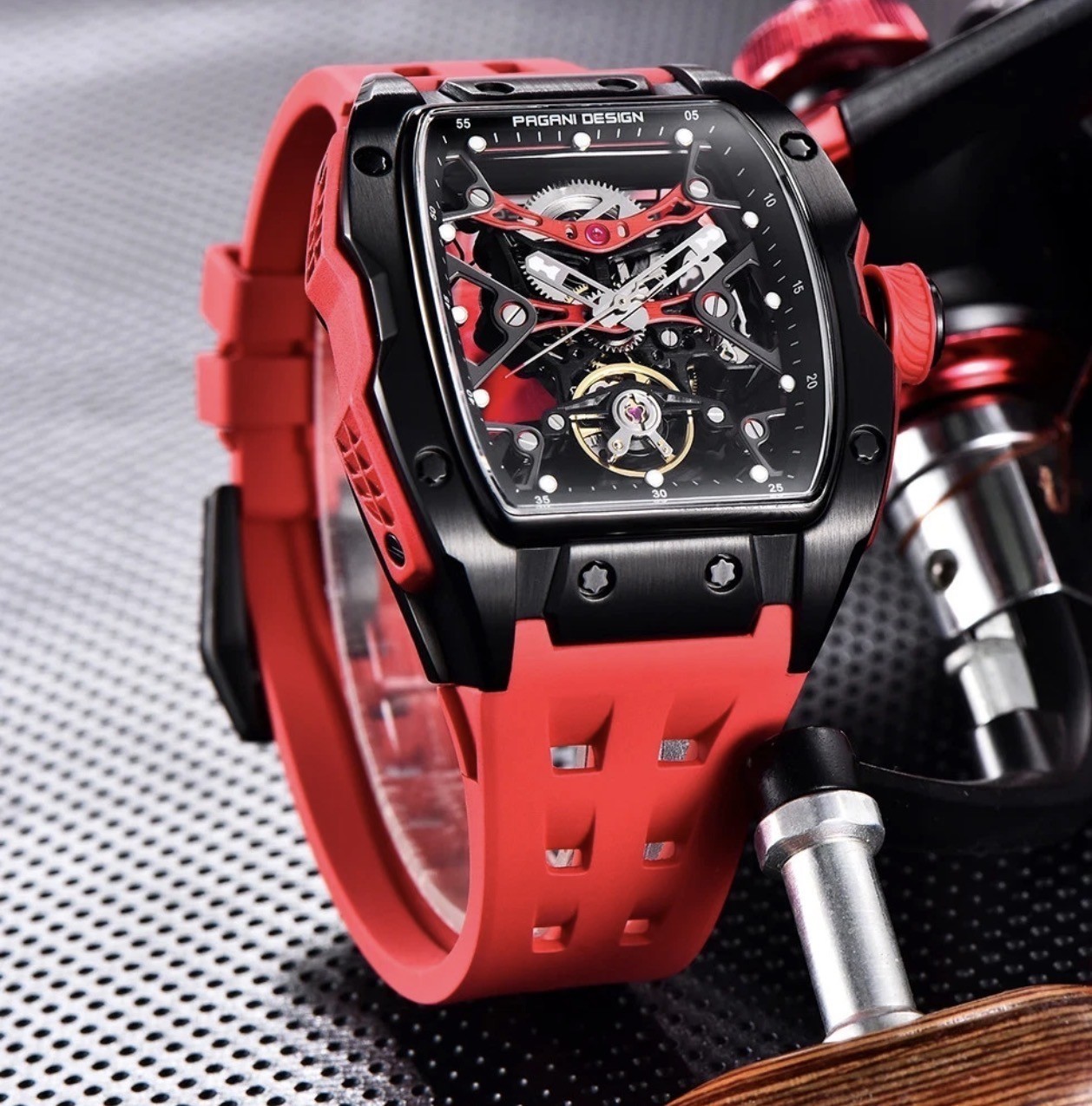 PAGANI DESIGN 42MM PD-YS018 Skeleton Dial Mechanical Watch 50M Waterproof