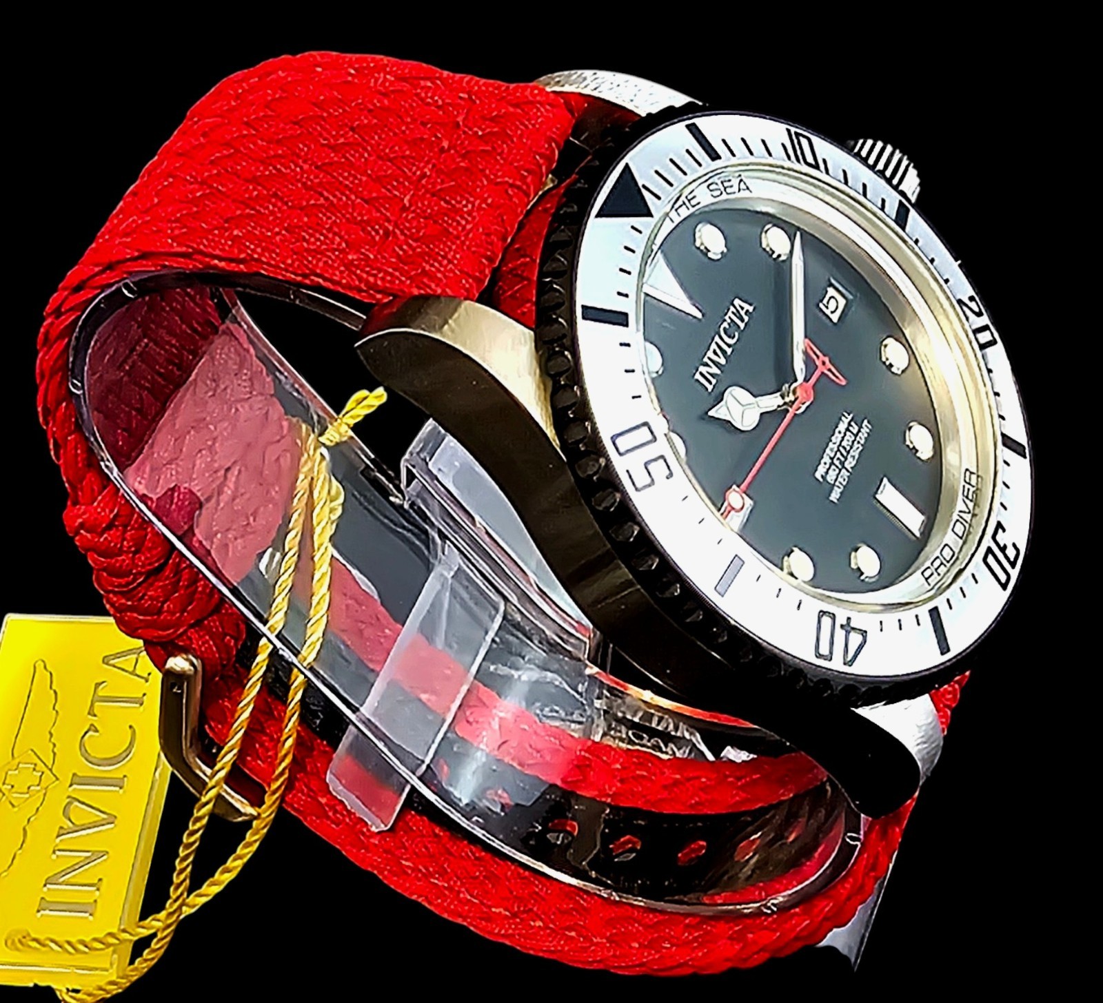 Invicta Pro Diver Men’s Watch Automatic 44mm Stainless Steel Red Strap 35486
