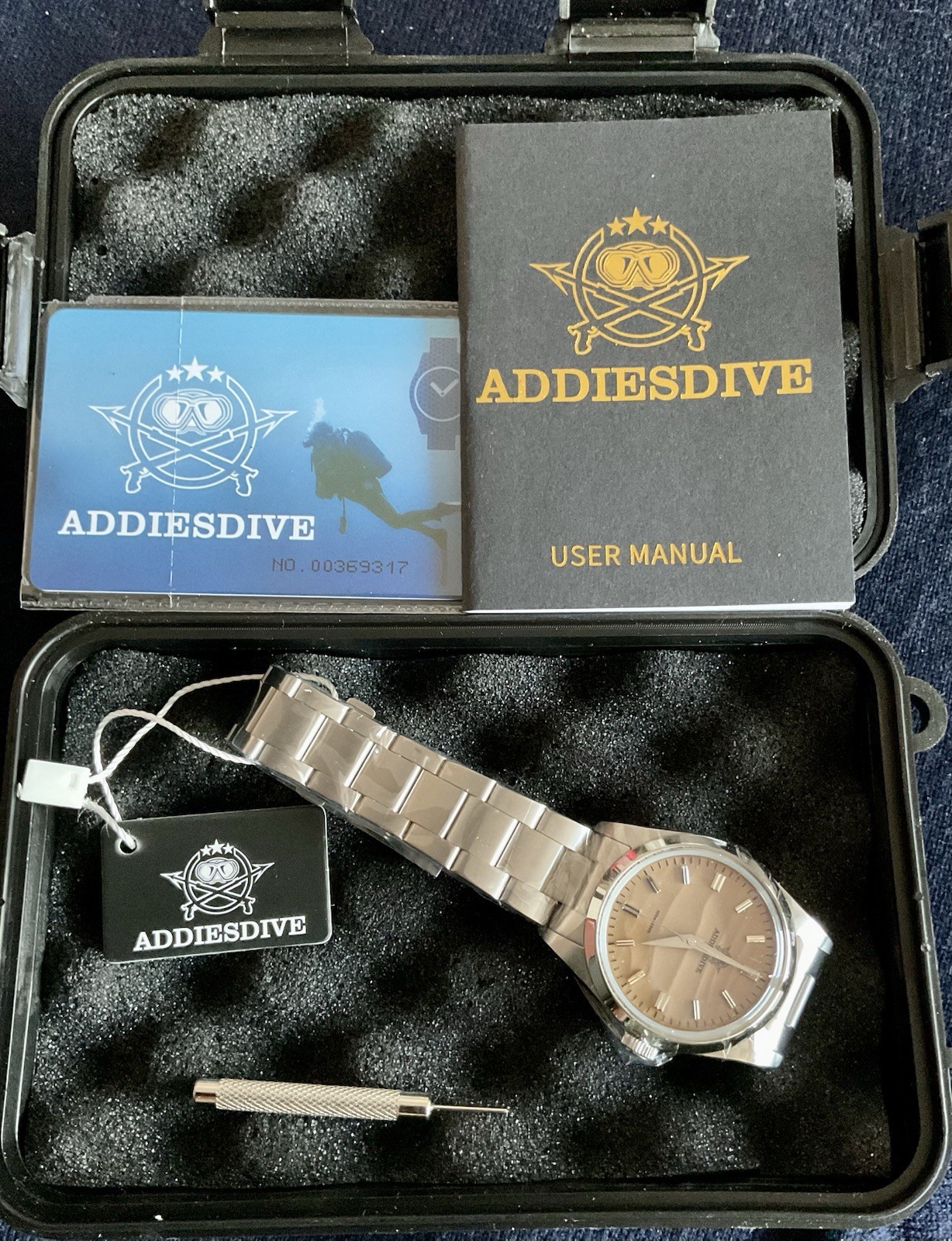 Brand New Tan Addiesdive Sand Dial Watch w Original Box/Papers Tool