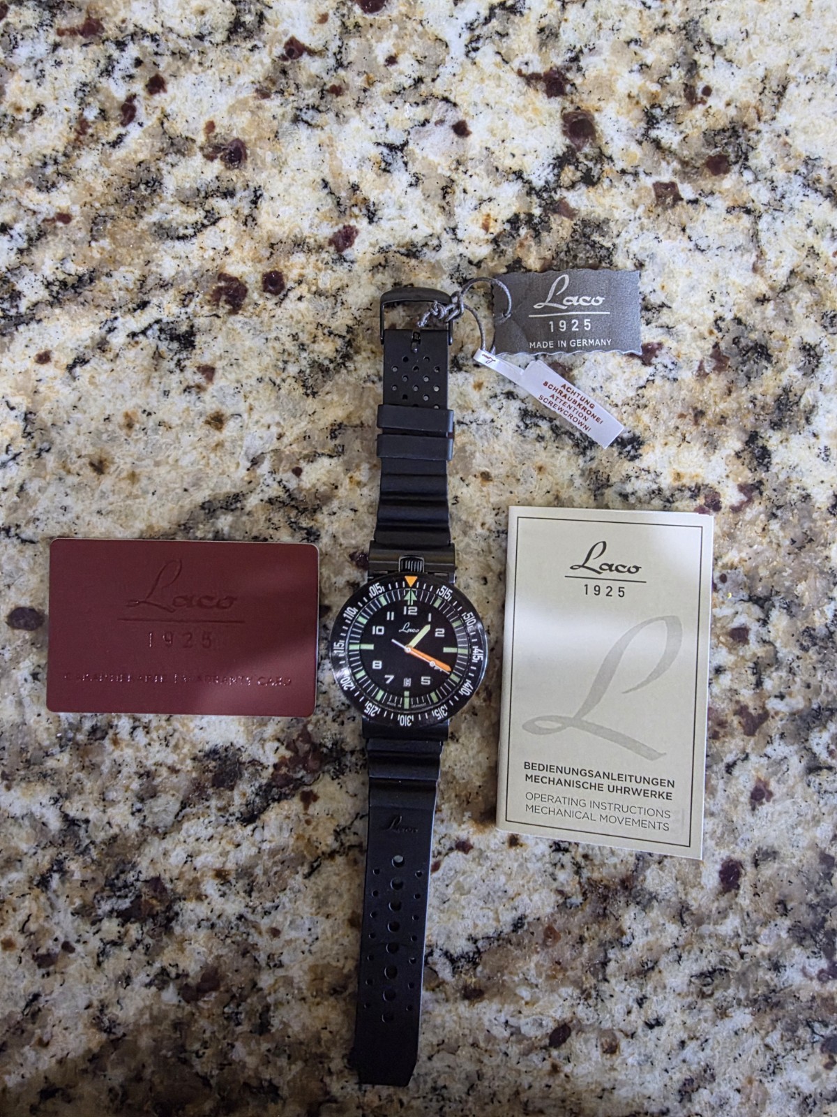 Laco Squad Atacama 3 Tactical Dive Watch Black PVD Case #861632.3 Automatic NEW