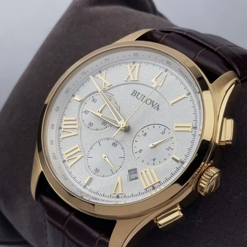 Bulova Wilton 97B169 Classic White Dial Brown Leather Men’s Quartz Watch