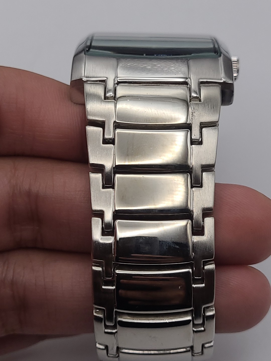 Chrome Men’s Watch Silver Tone Black Dial Stainless Steel New Battery Working