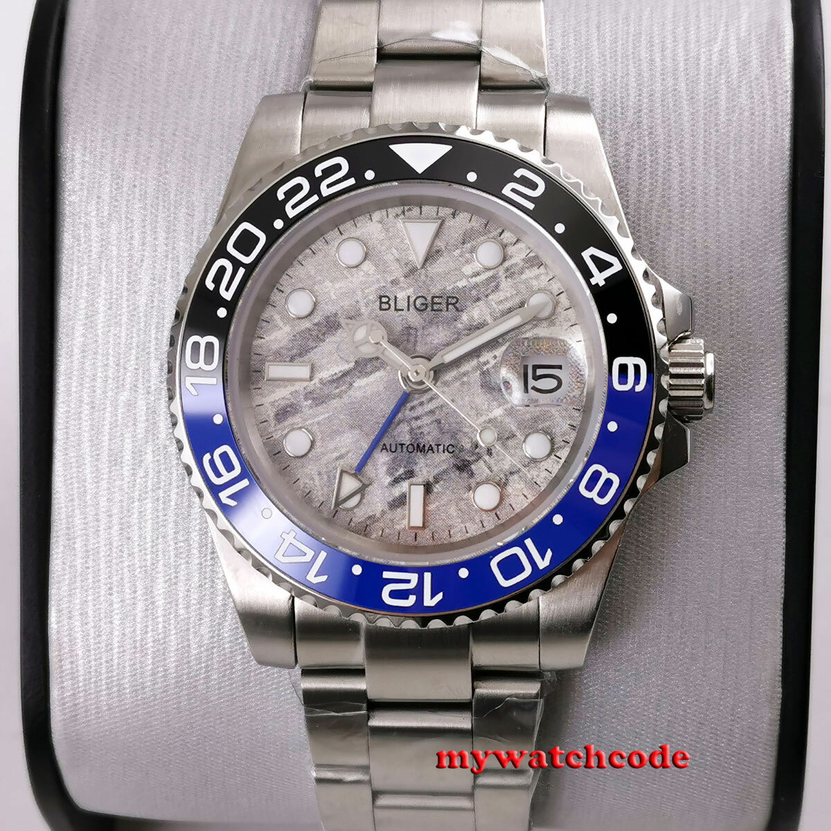 40mm bliger sterile gay dial date window Sapphire Glass GMT Automatic mens Watch