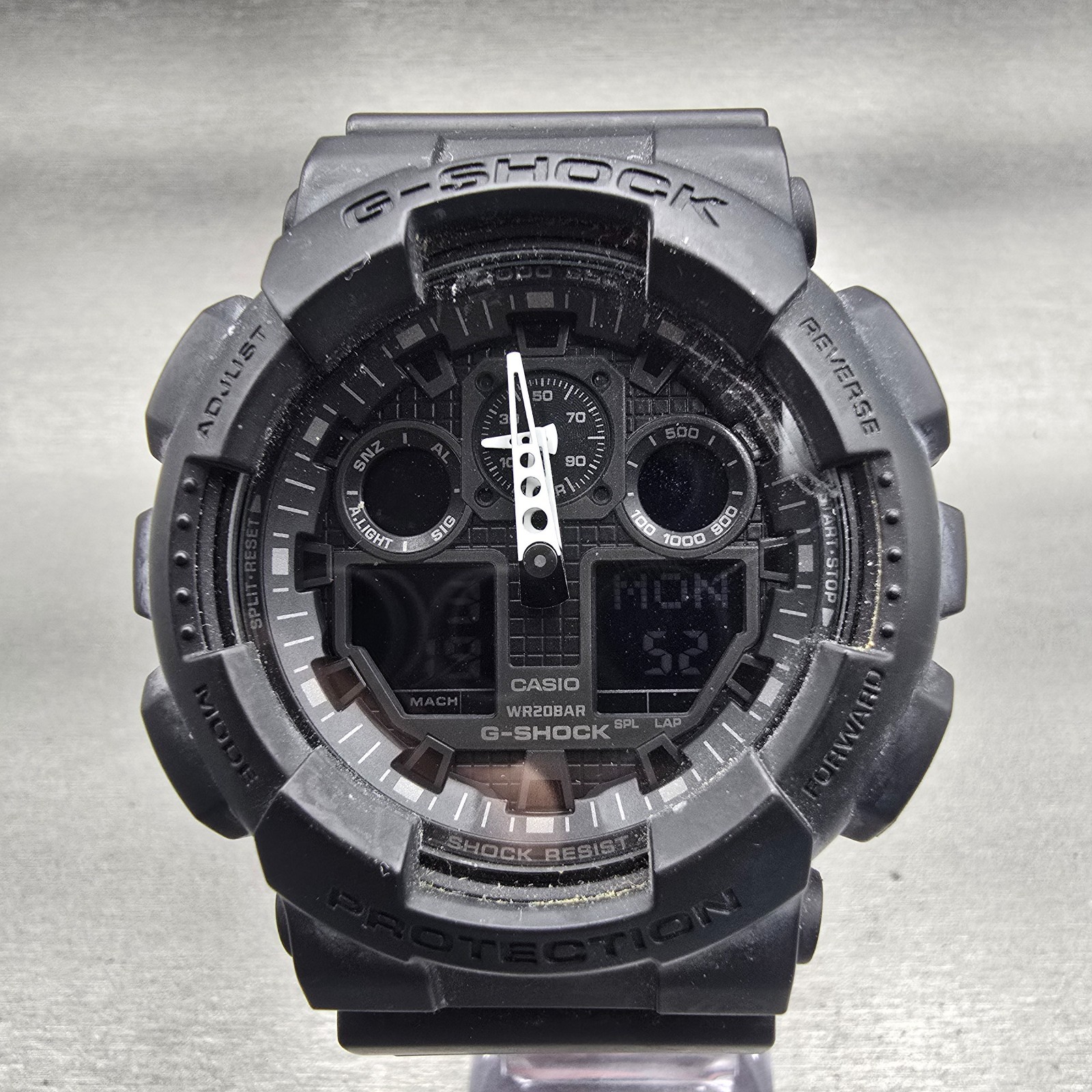 Casio G-Shock GA-100 Watch Men 51mm Black Alarm Chronograph Timer New Battery