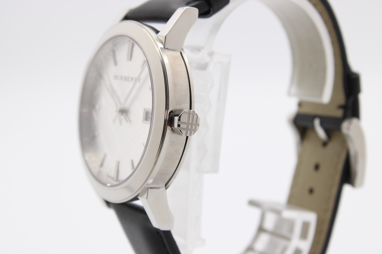 BURBERRY The City 38mmBU9008 Silver Dial Black Leather Strap