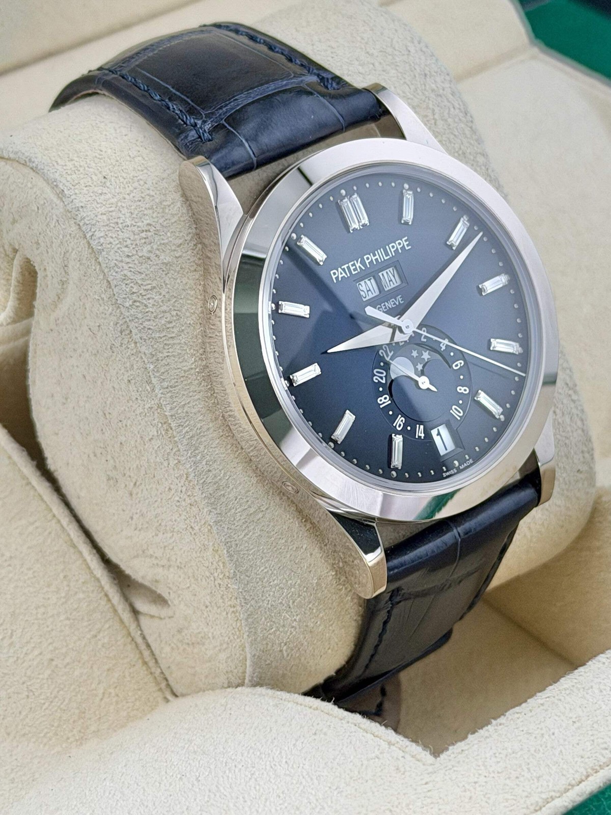 2026 Patek Philippe Annual Calendar Blue Ombre Baguette Diamond Dial 5396G 38.5m