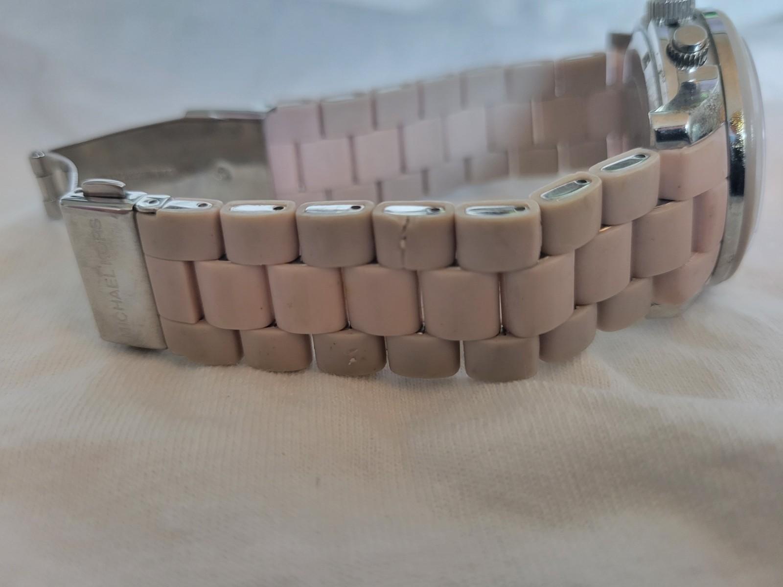 MICHAEL KORS WATCH PARKER ROSE MK5195 STEEL POLYCARBONATE LINKS NEEDS BATTERY