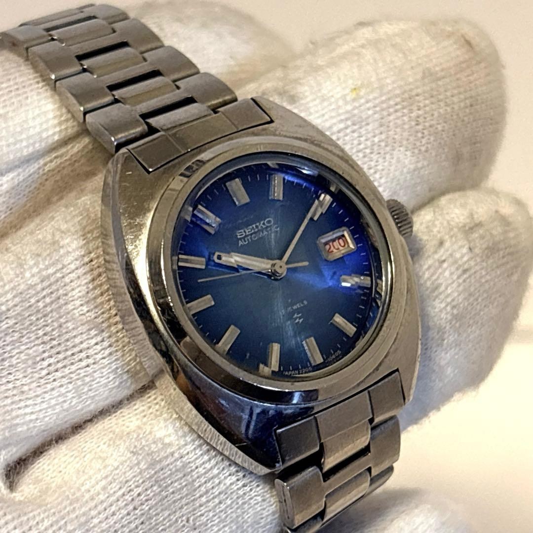 Seiko 2205-0706 17 Jewels Automatic Blue Dial Wristwatch Japan 07213