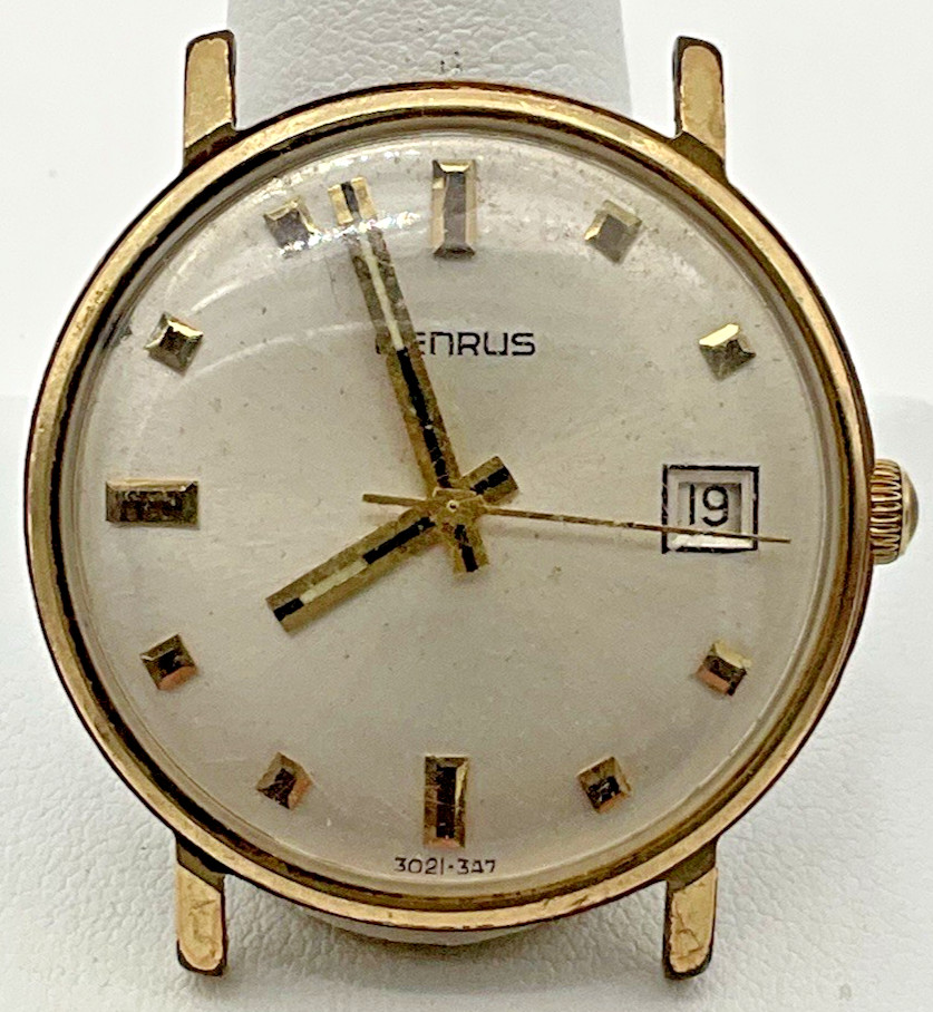 VINTAGE MENS BENRUS 3021 DATE GOLD FILLED WATCH