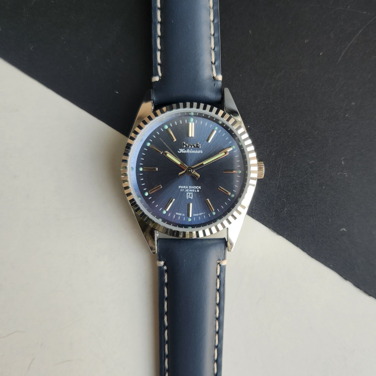 Vintage HMT Kohinoor Fluted Bezel Mechanical Hand Winding Wrist Watch A08