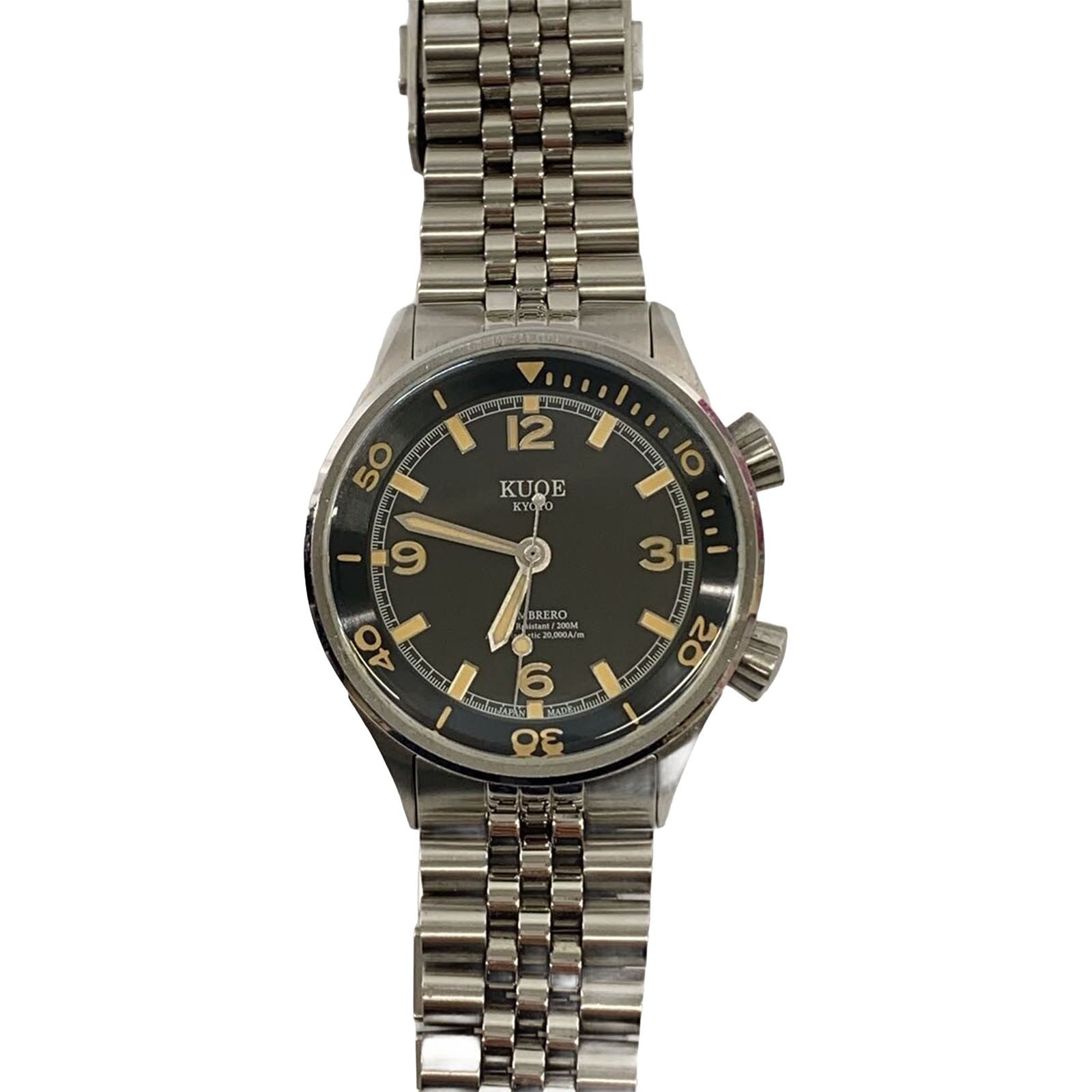 KUOE KYOTO Sombrero 90011 Auto 200M Diver Black Dial Stainless Steel Watch Auth