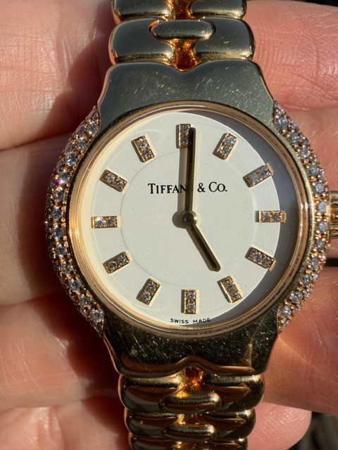 Tiffany & Co. Tesoro 18K Gold Diamond Bezel Ladies Watch