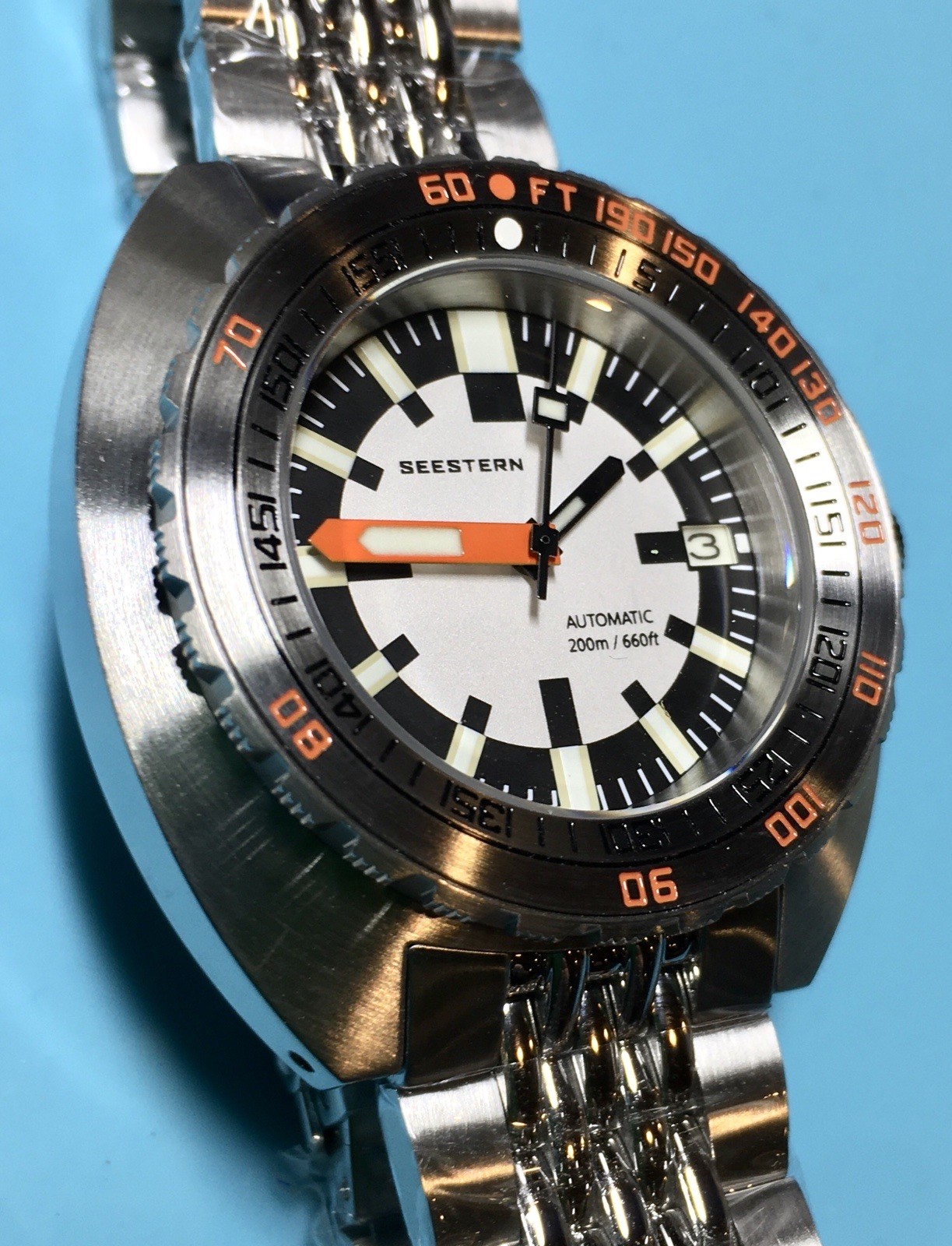 SEESTERN BLACK CHECKER DIAL TURTLE DIVER 43MM SEIKO NH35 SAPPHIRE STEEL BEZEL
