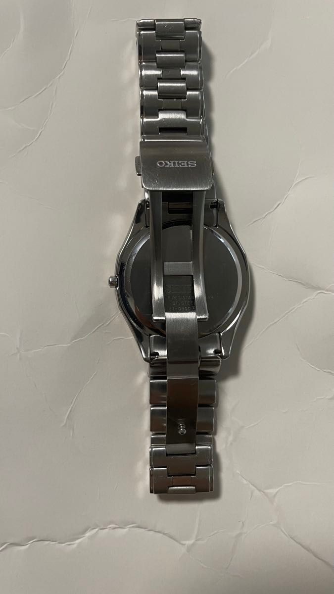 SEIKO Solar Wristwatch Black Dial Silver Men s Excellent Condition
