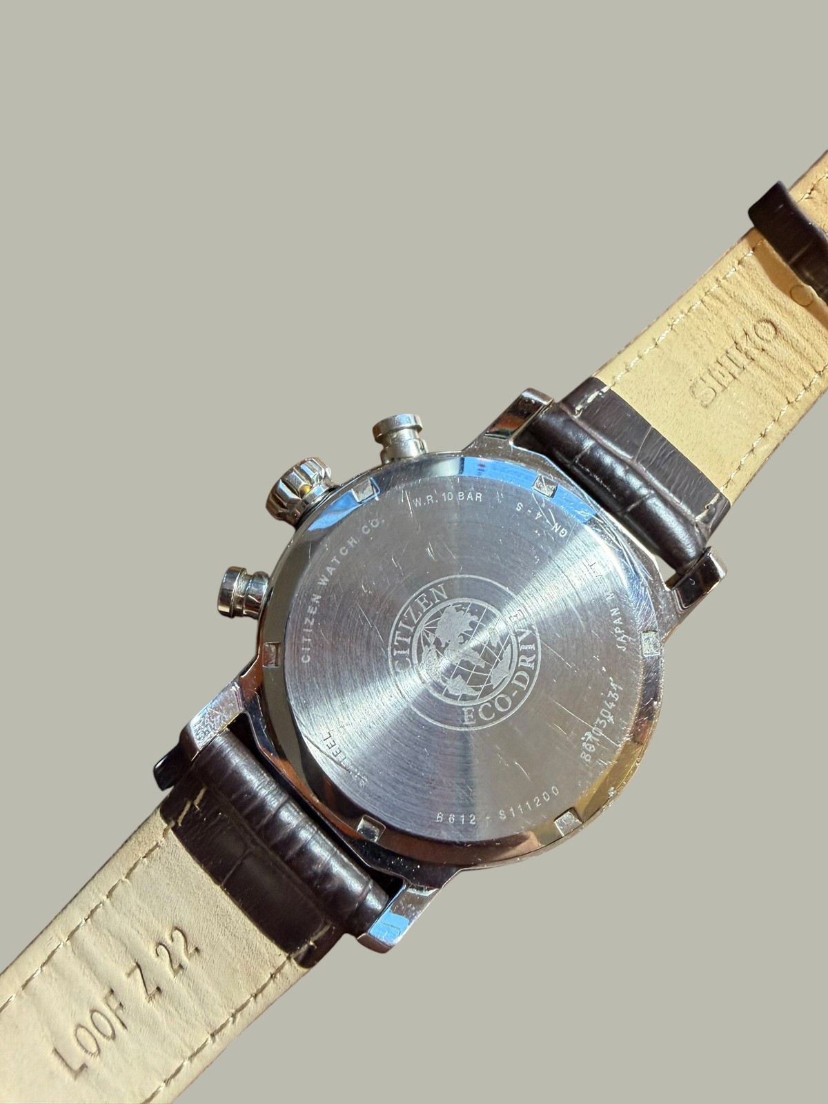 Citizen Eco-Drive Chronograph Blue Dial Brown Croc Leather Men’s Watch B612