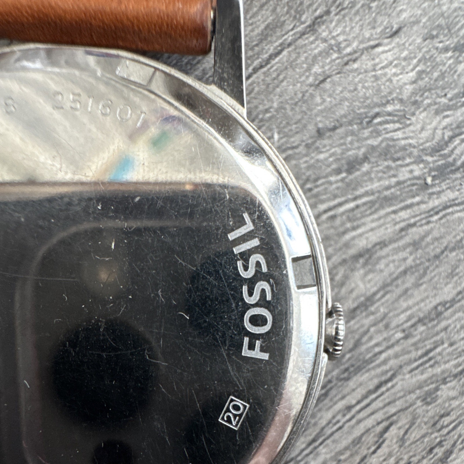 Fossil ES3958 Men’s Quartz Analog Date Watch 44mm Brown/Black Leather 50m