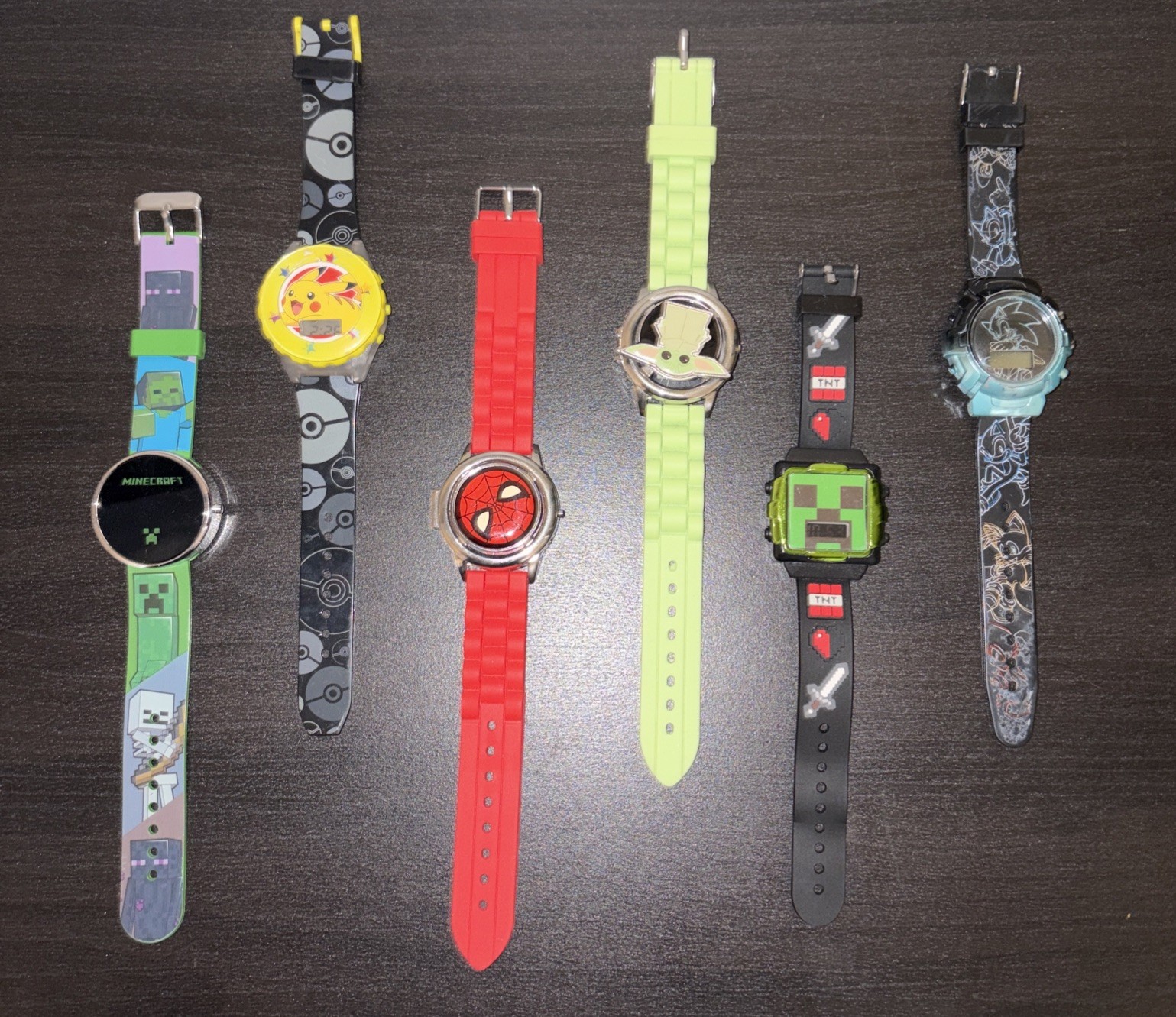 Lot of 6 Kids Character Wrist Watches Bundle Minecraft Pokémon & Various