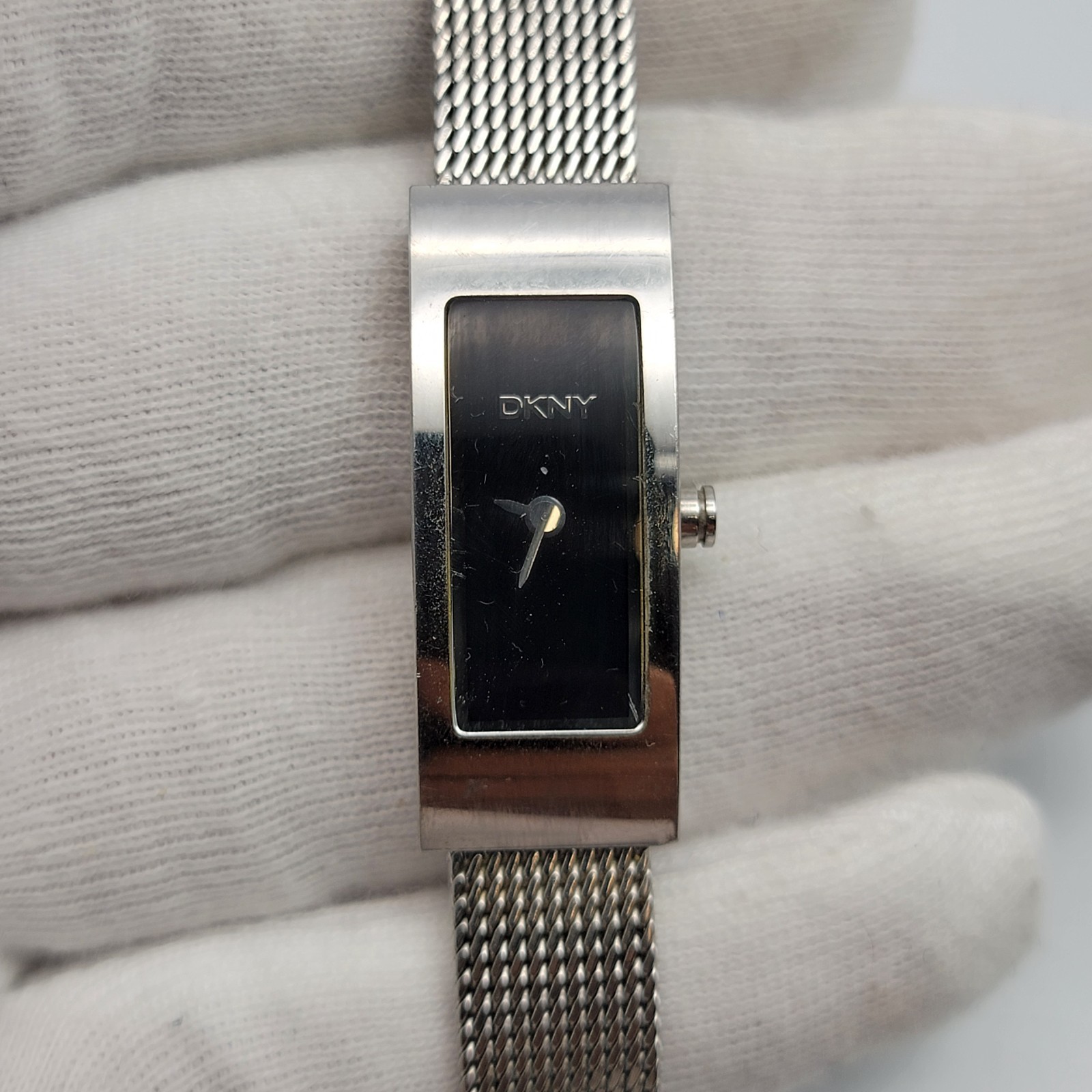 DKNY Women Watch 13mm Rectangle Dial Silver Tone Band , Runs