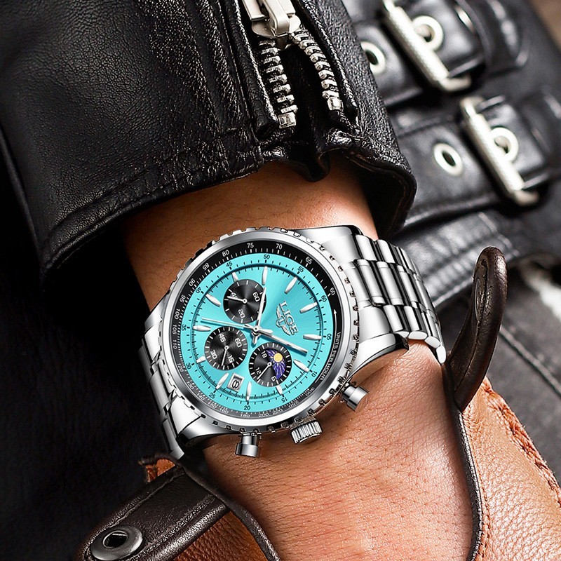 2024 Men Quartz Watch Stainless Steel Analog Luminous Date Waterproof Wristwatch