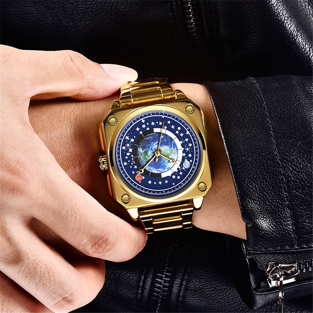 LIGE Men’s Sport Quartz Watch Stainless Steel Square Luminous Wristwatch as Gift