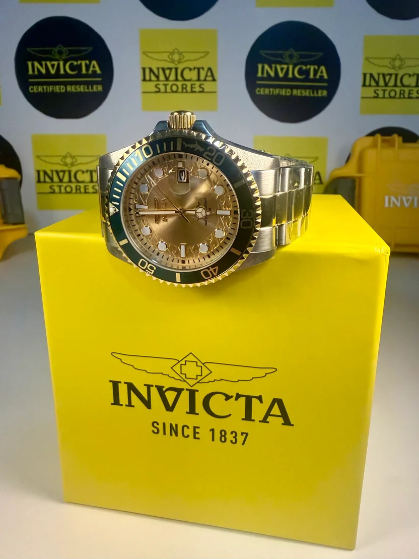 Invicta Mens Pro Diver 30022 Two Tone Champagne Dial 43mm Quartz Steel Watch New