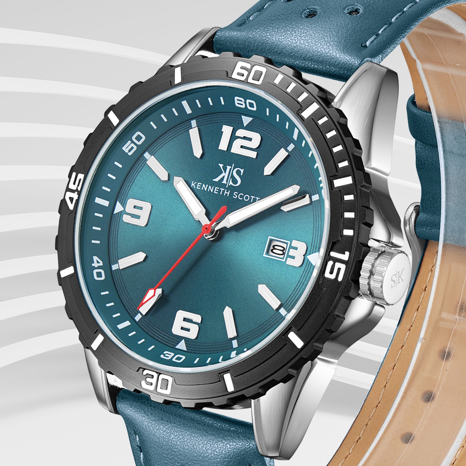 Kenneth Scott Men’s Analog Watch | Green Dial, 43mm, 30 m (3 ATM)