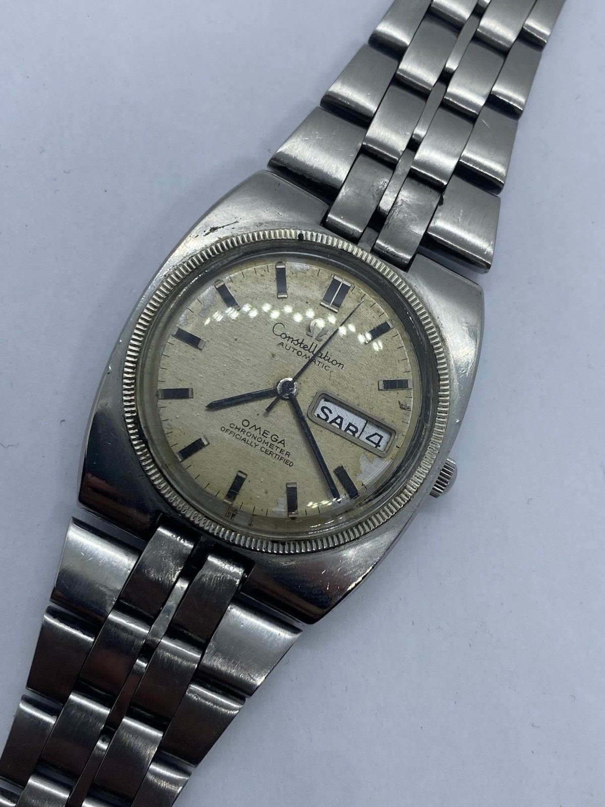 Omega Constellation 168.045 Cal 751 Automatic Men Watch For Repair Gold Bezel