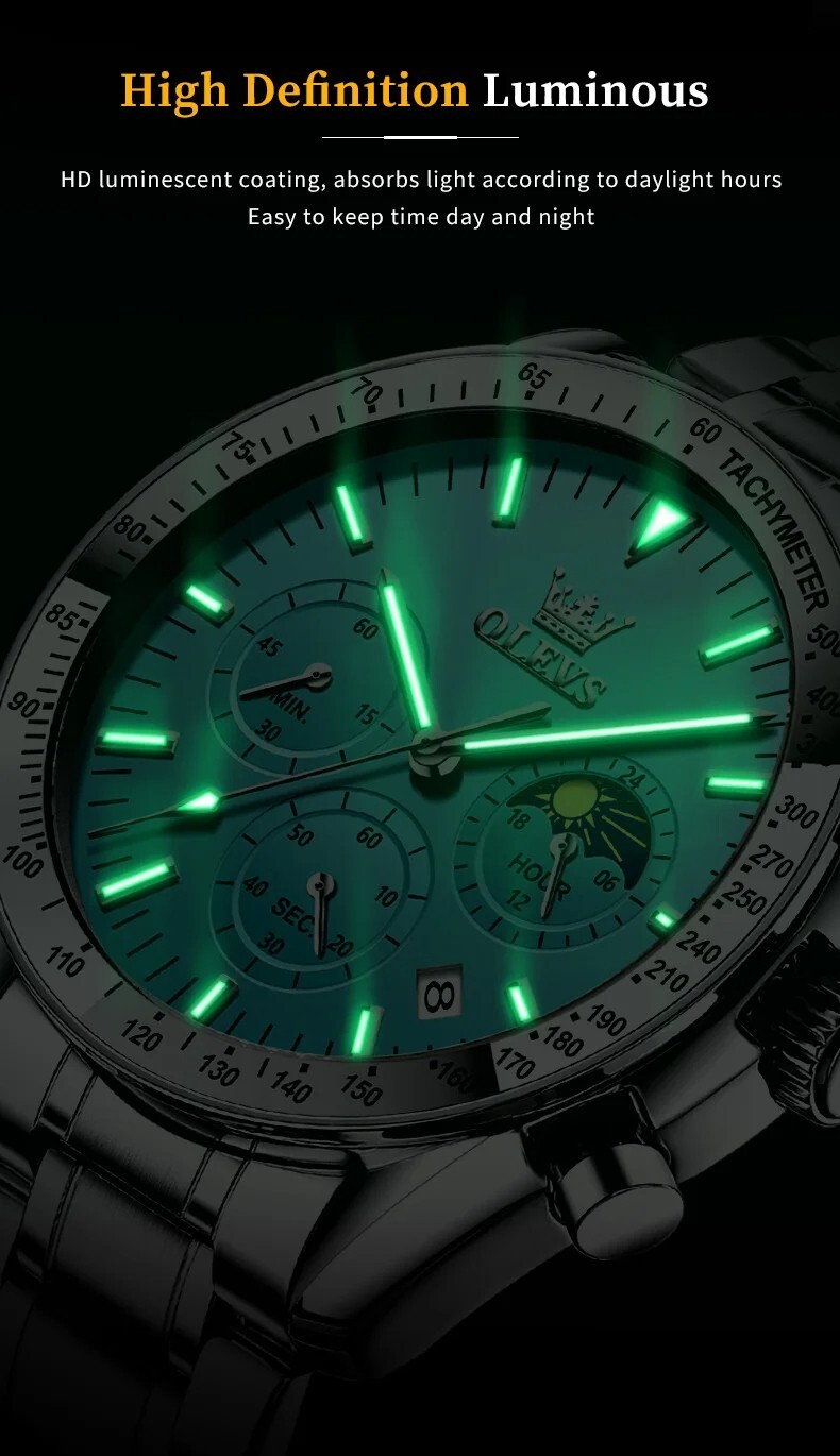 Waterproof Quartz Watch Men’s OLEVS Luminous Luxury Business Date Men Strap