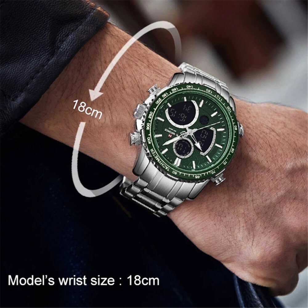 NAVIFORCE Men Sport Watch Big Dial Chronograph Quartz Wristwatch Steel Watches