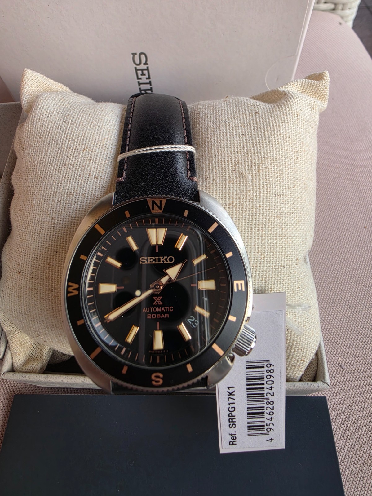 SEIKO ProspeX SRPG17K1 Black Automatic Watch Leather Diver’s 200m Tortoise Land