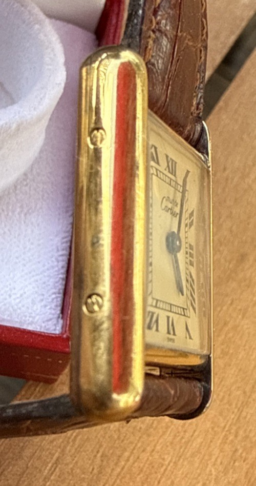 Vintage Must de Cartier Tank 5057001 Vermeil SM Quartz Womens Watch Box Inserts