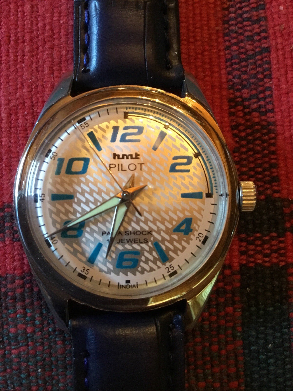 Refurbished Mens HMT Pilot 17J Parashock Watch Made In India