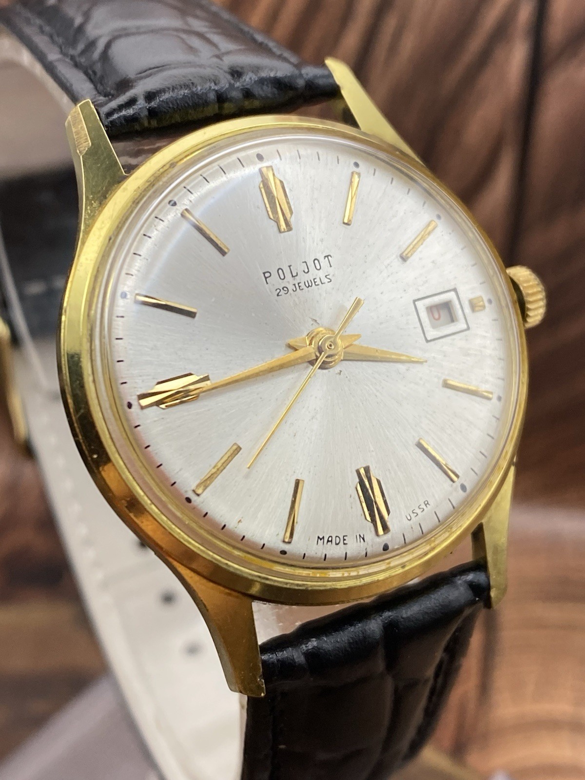 1960s POLJOT DE LUXE AUTOMATIC 29 JEWELS 1MChZ vintage USSR Soviet watch #9538