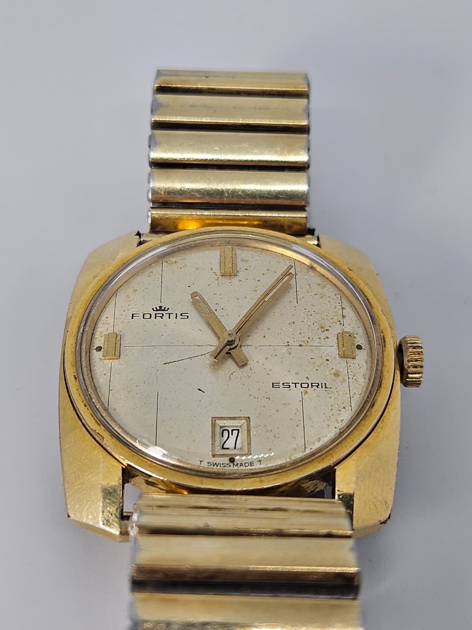 1970s Men’s Fortis Estoril Automatic Swiss Made 21 Jewel Gold Plated 37 mm Watch