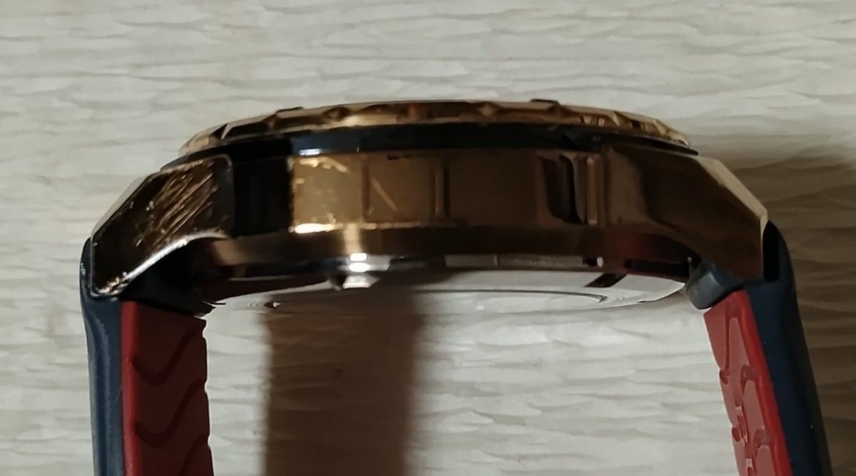 Working Bulova Marine Star Automatic 21 Jewels Rose Gold Navy Open Heart 98A227