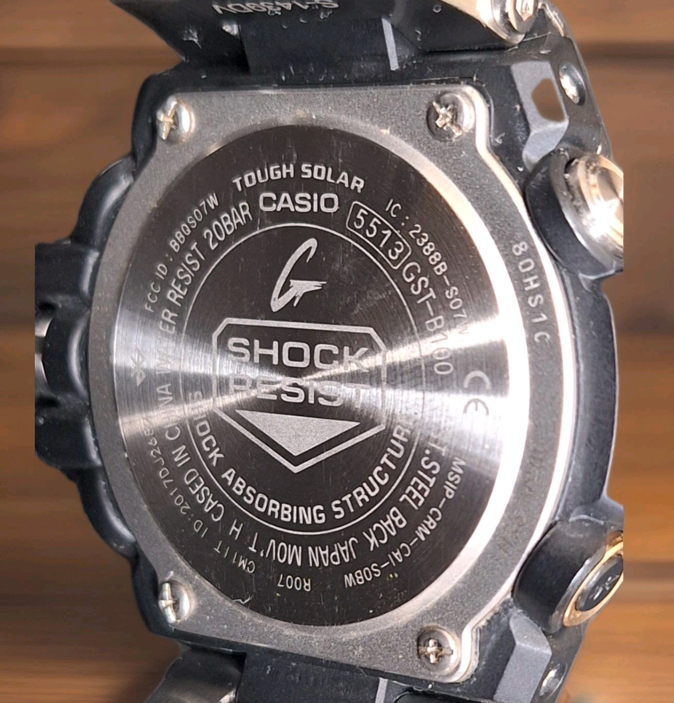 CASIO G-SHOCK GST-B100 G-STEEL Gold Black Solar Watch USED