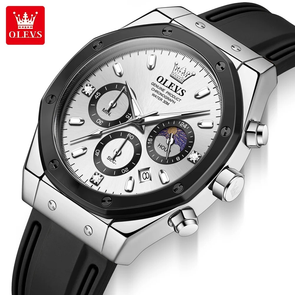OLEVS Watch Men Quartz Waterproof Luminous Men’s Luxury Business Date Strap