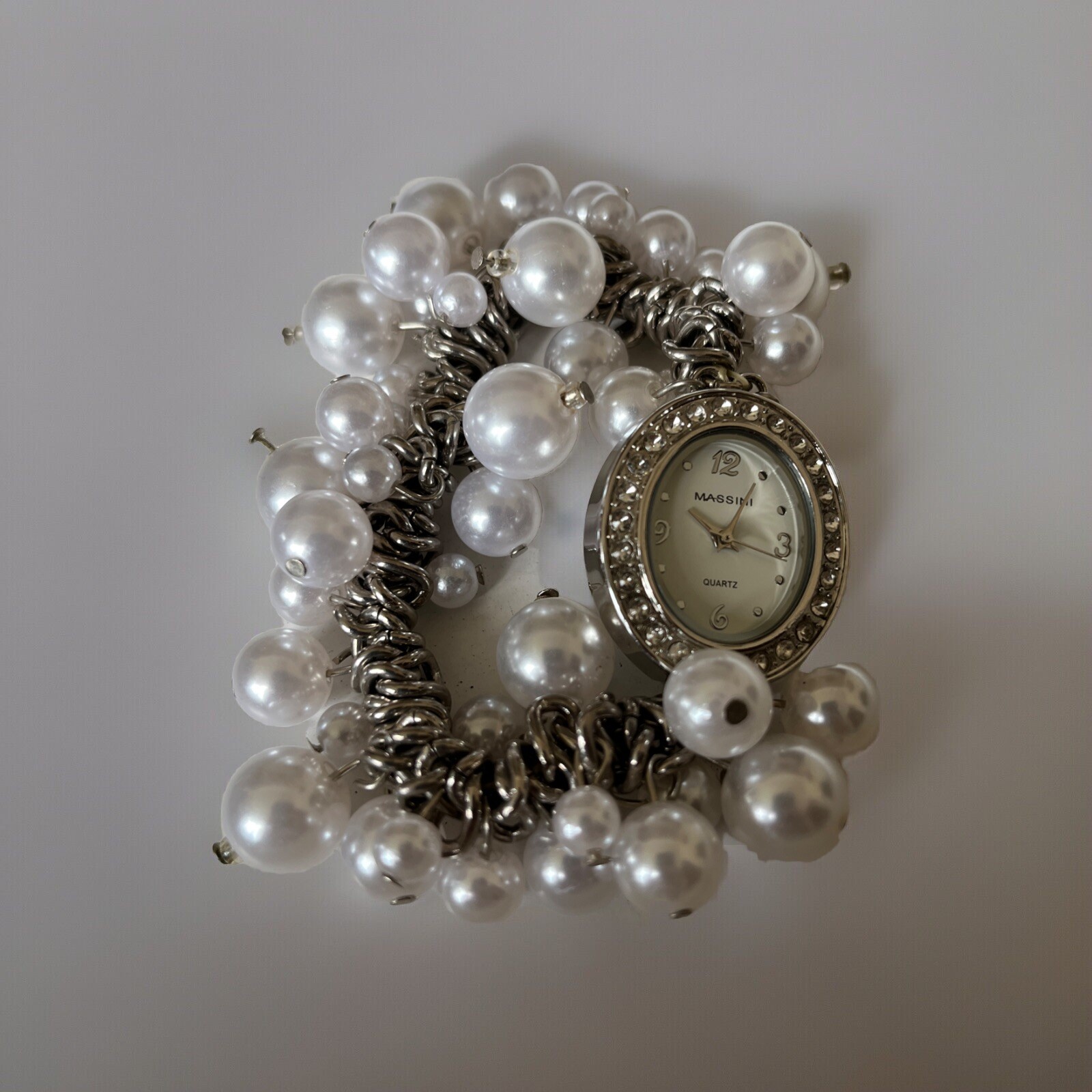 Massini Ladies Wrist Watch – Imitation Pearl Bracelet – Untested, For Parts, Etc