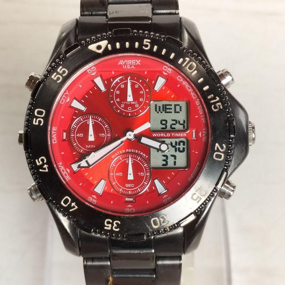 Avirex USA Ana-Digi AVX-DA7 Chronograph Quartz Military Watch Used