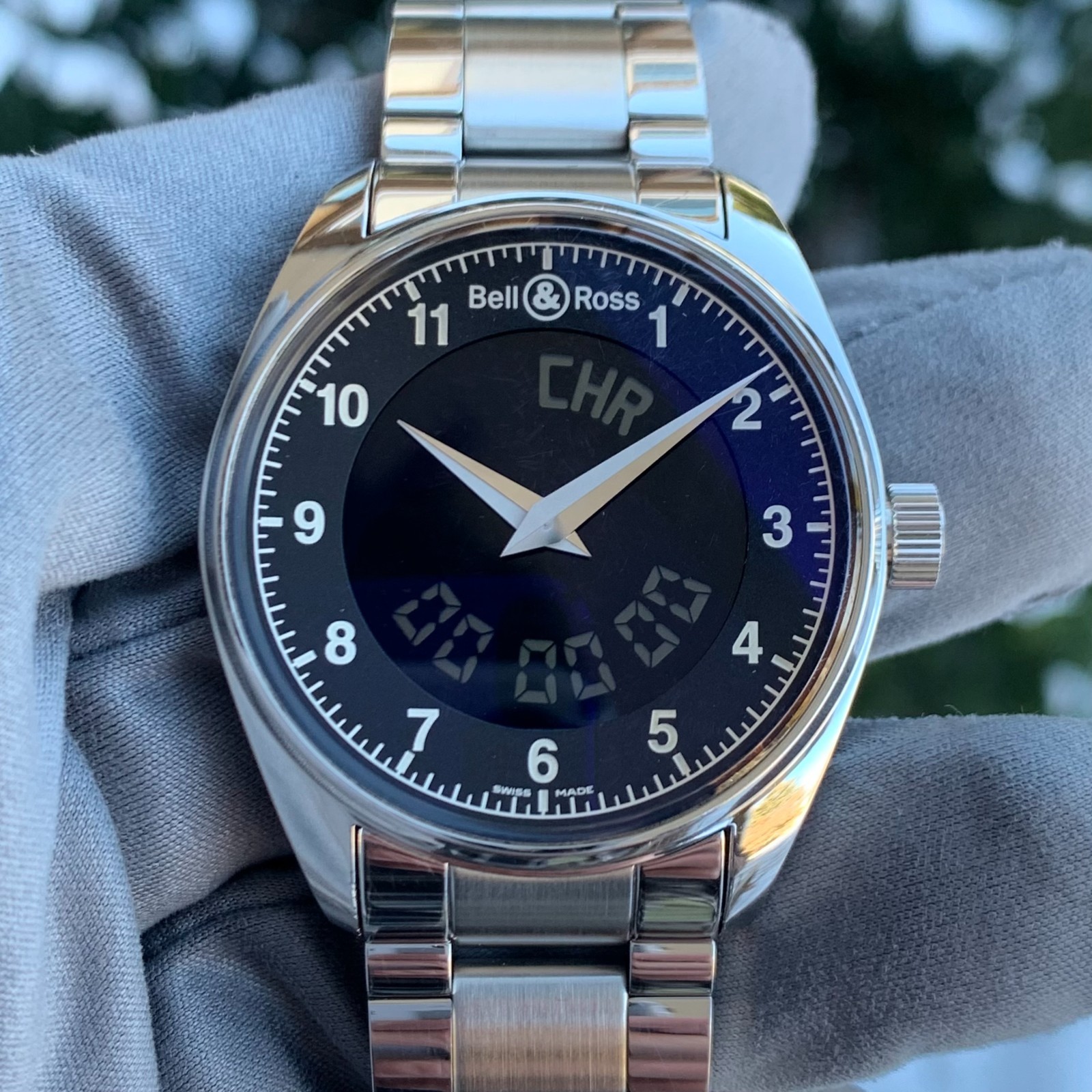 Bell & Ross BR100S Fusi8n Functions Analog Digital Stainless Steel Wristwatch