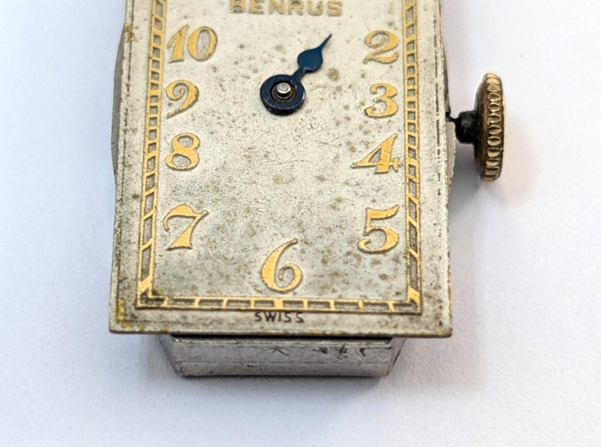Vintage BENRUS Model S Tank Style 7j Art Deco 14mm Swiss Movement PARTS REPAIR