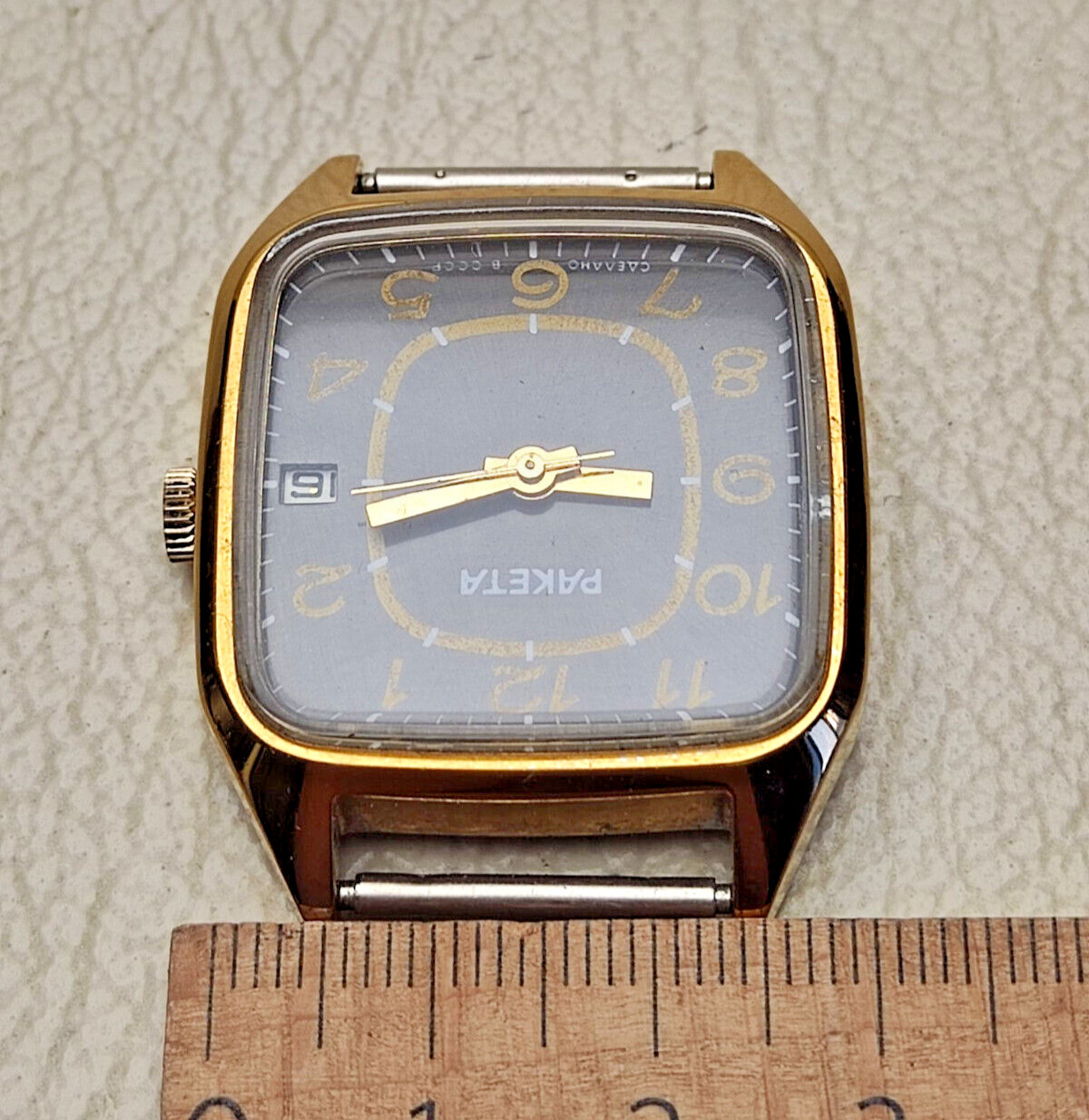 Vintage ROCKET gold-plated USSR Raketa 2614.H Nice Black Dial Wristwatch 19J