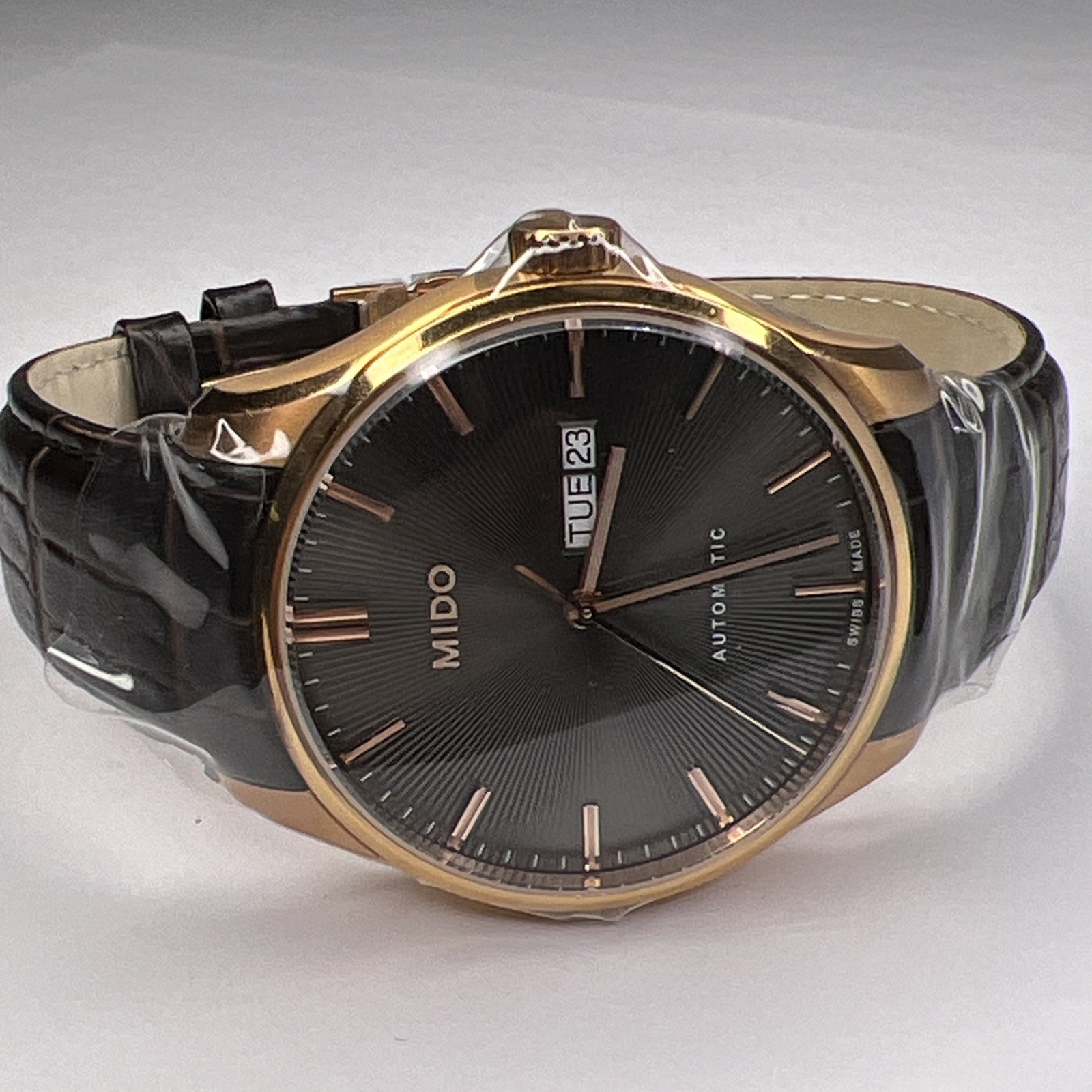 Mido Belluna Automatic Men’s Watch M024630 Rose Gold Tone Brown Bronze Dial NEW