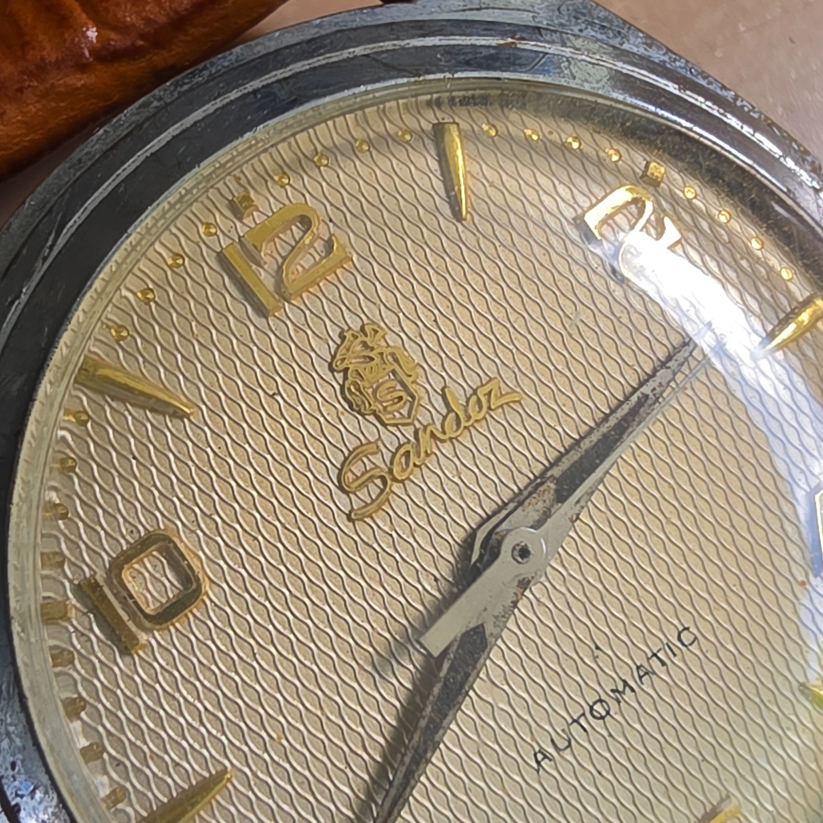 Vintage SANDOZ men’s automatic watch AS 1361n 25Jewels Honeycomb dial 1950s